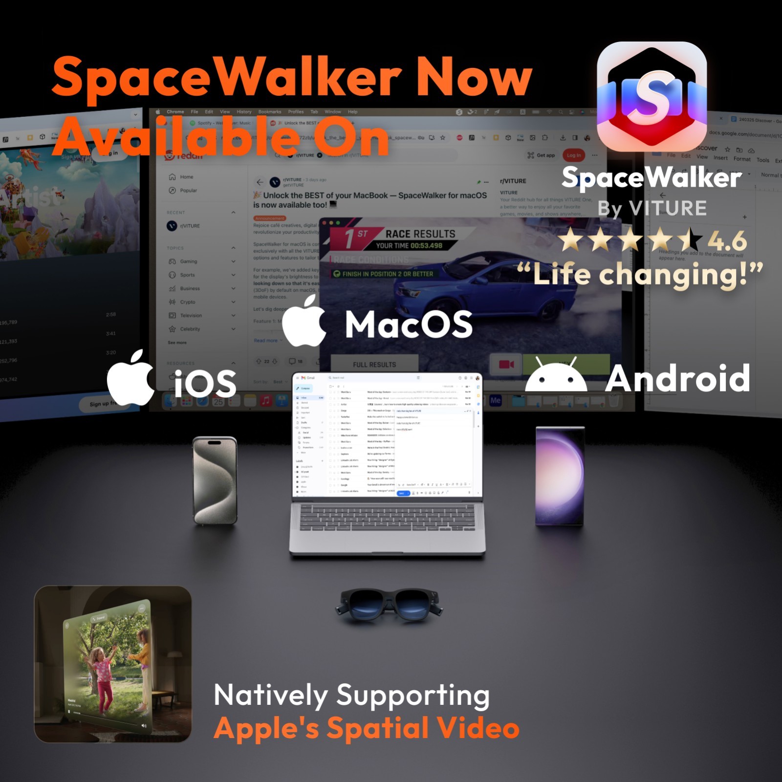 VITURE One XR/AR Glasses 120" Full HD Display Harman Sound Matte Blue (Good)