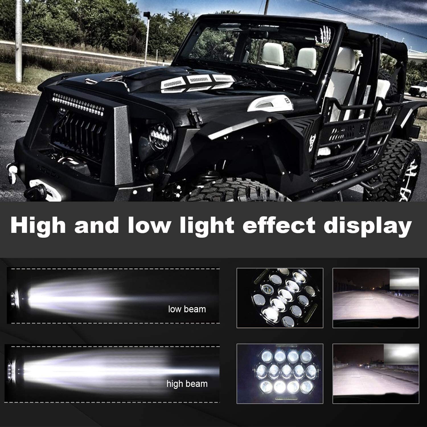 DOT 7 inch Motorcycle LED Headlight Hi-Lo Halo for Honda Shadow Spirit 1100 750