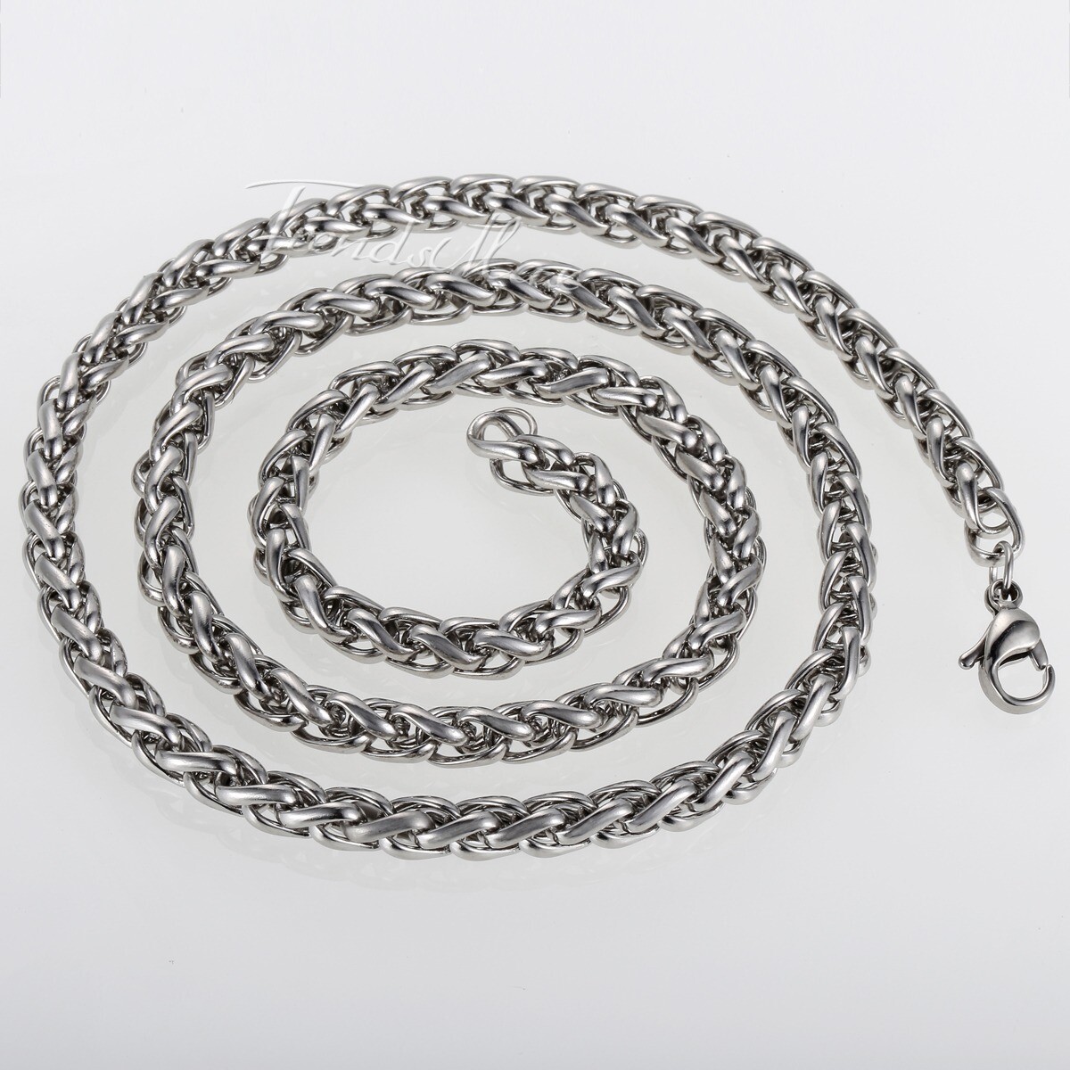 3/4/5/6/8mm Braided Wheat Chain Silver 316L Stainless Steel Men Women Necklace