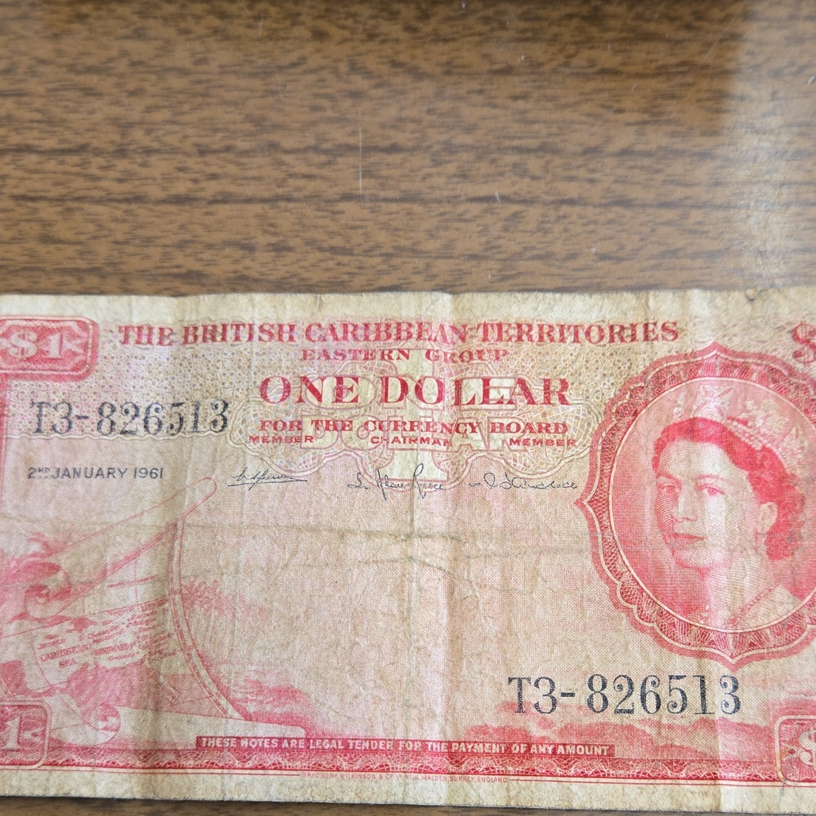 British Caribbean Territories One Dollar Banknote 1961 T3-826513