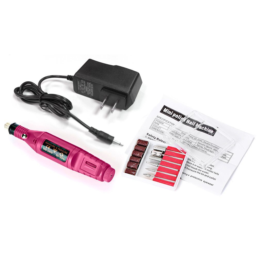 Electric Nail Drill File Acrylic Art File Manicure Pedicure Portable Machine Kit