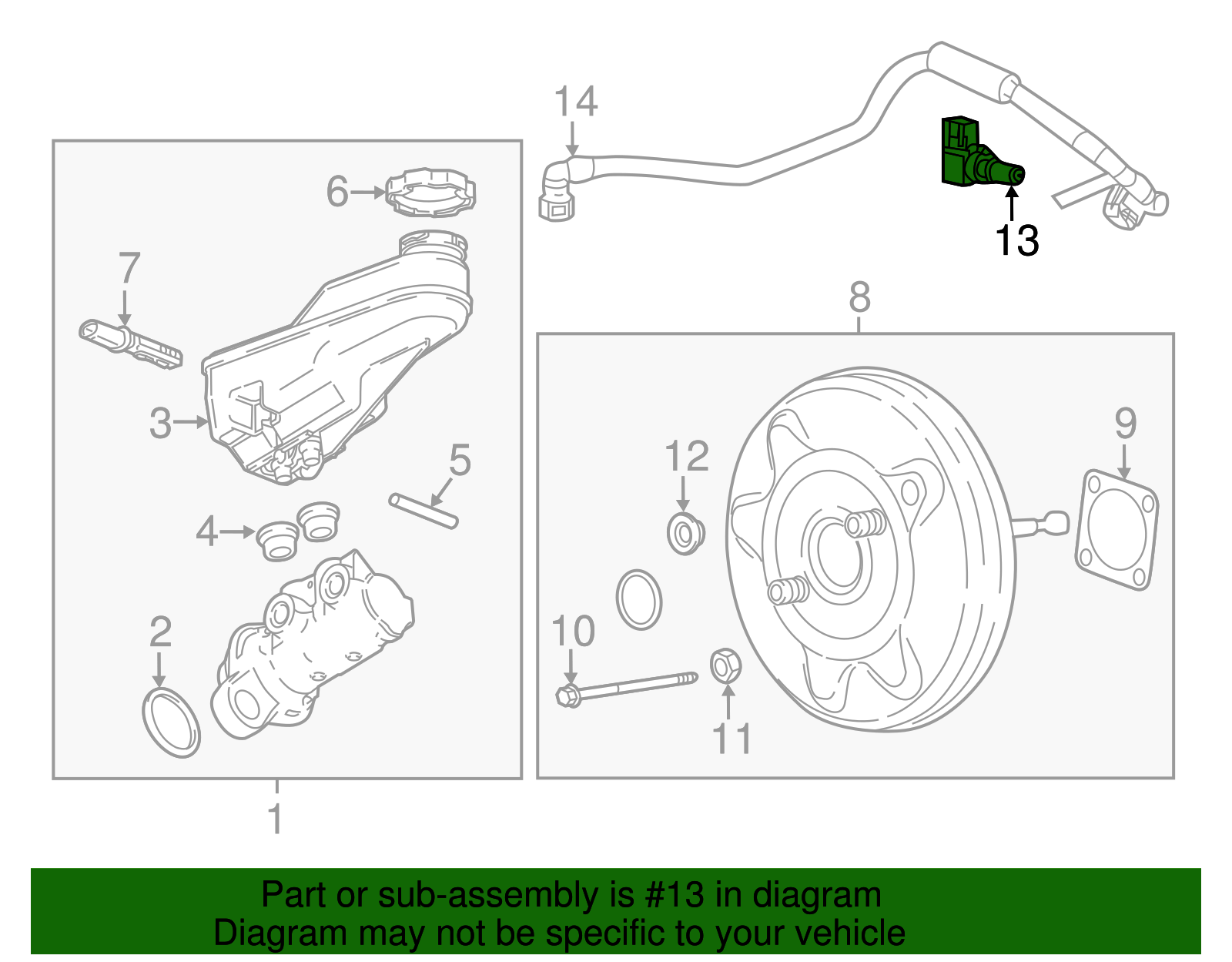 Genuine GM Power Brake Booster Vacuum Sensor 23434447