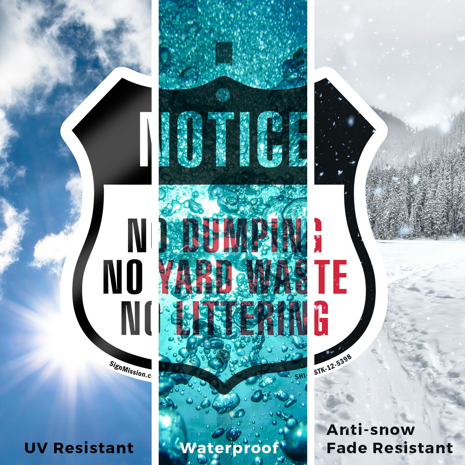 Notice No Dumping No Yard Waste No Shield Shaped Sign With Stake