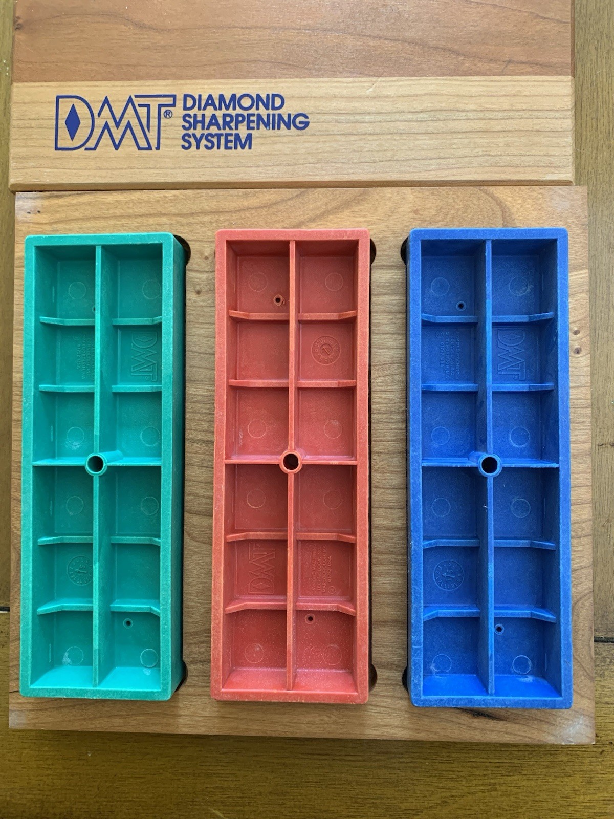 DMT Diamond Sharpening System 3 Pc 6" Stones Set Whetstone Wood Storage Box USA