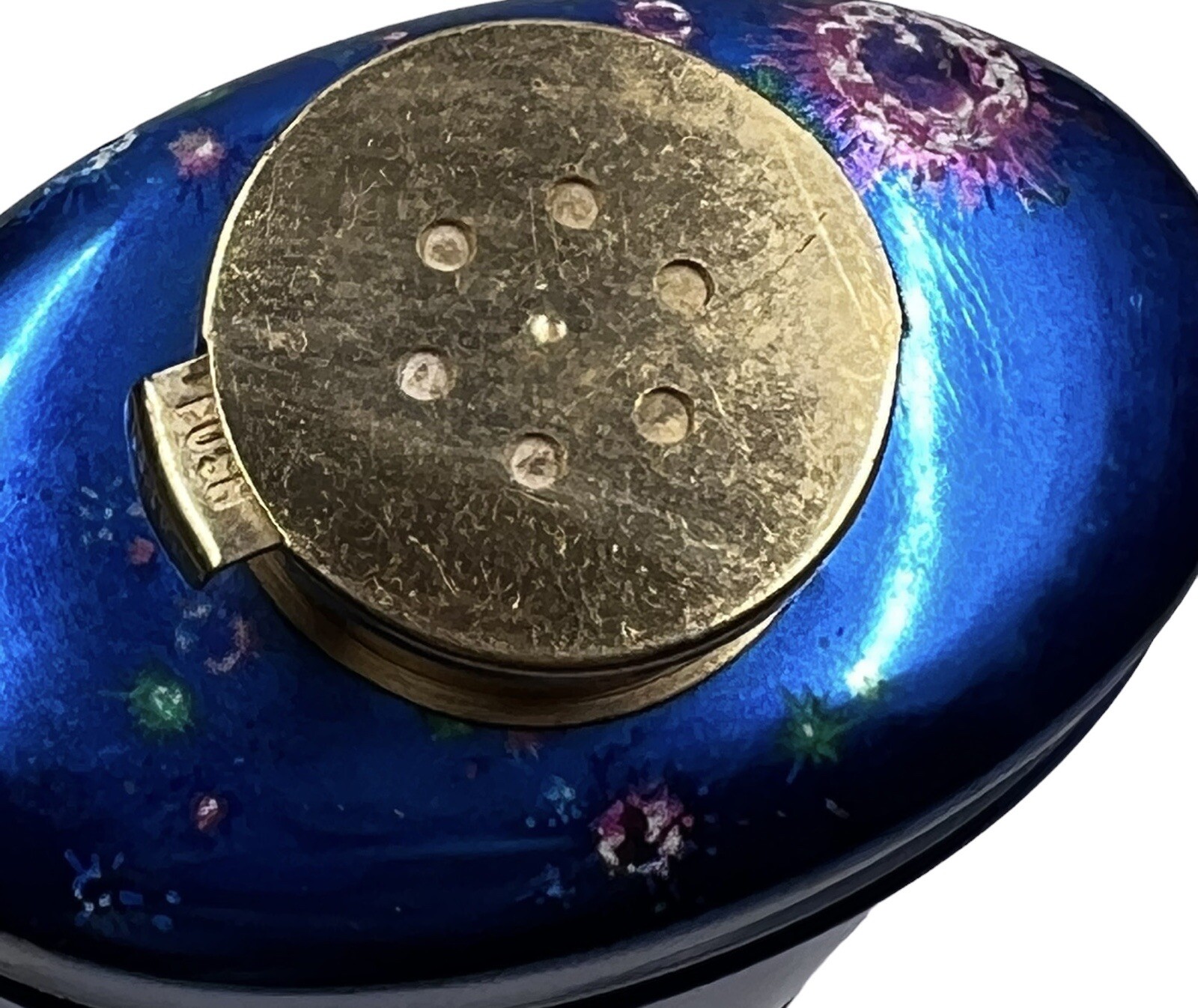 Rare Antique Gewey Talcum Powder Tin Litho Can Richard Hudnut Emerald Ruby Gems