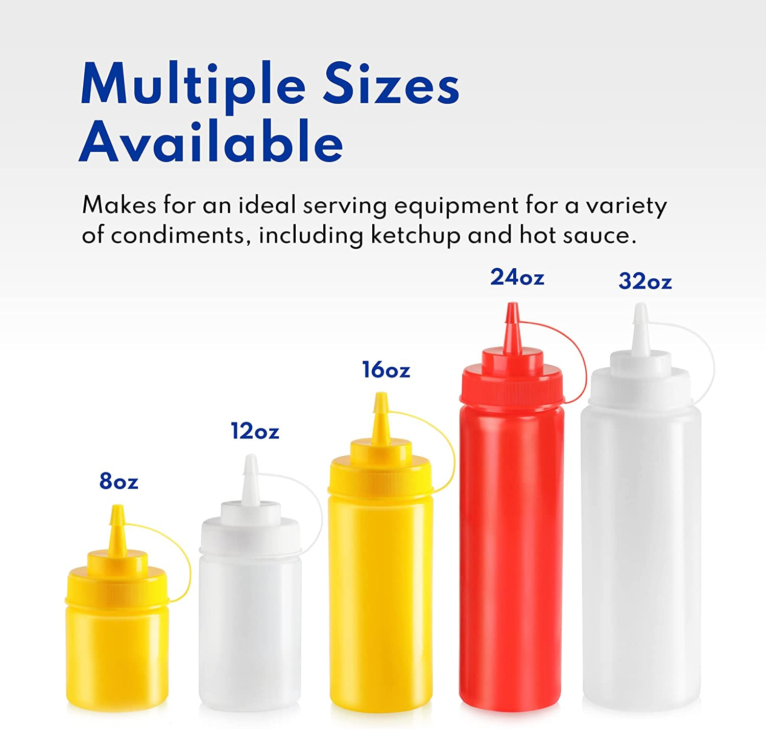 26115 Squeeze Bottles, Plastic, 8 Oz, Clear, Pack of 6