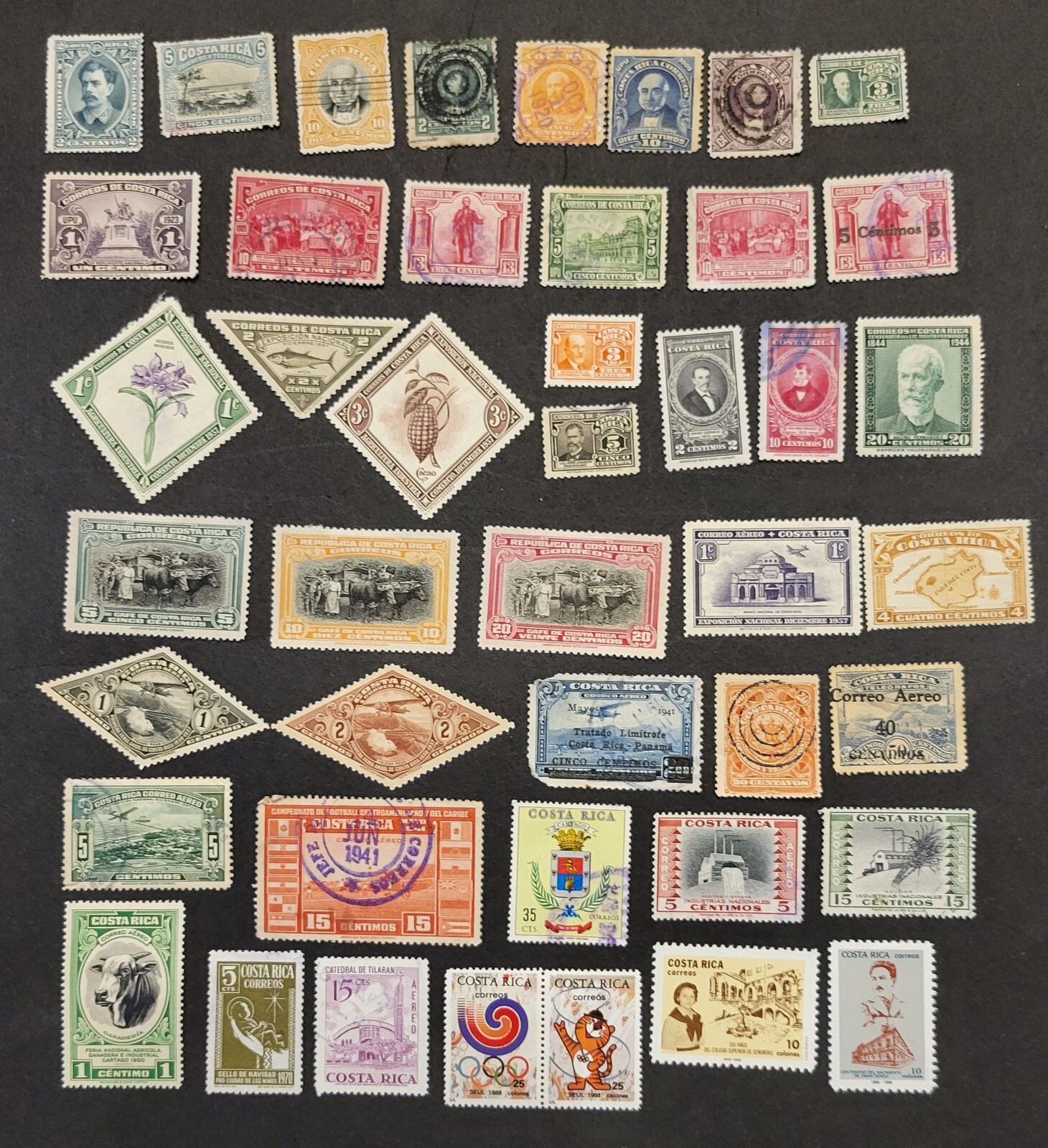 COSTA RICA - 100+ SINGLES - ALL HINGED - USED/UNUSED