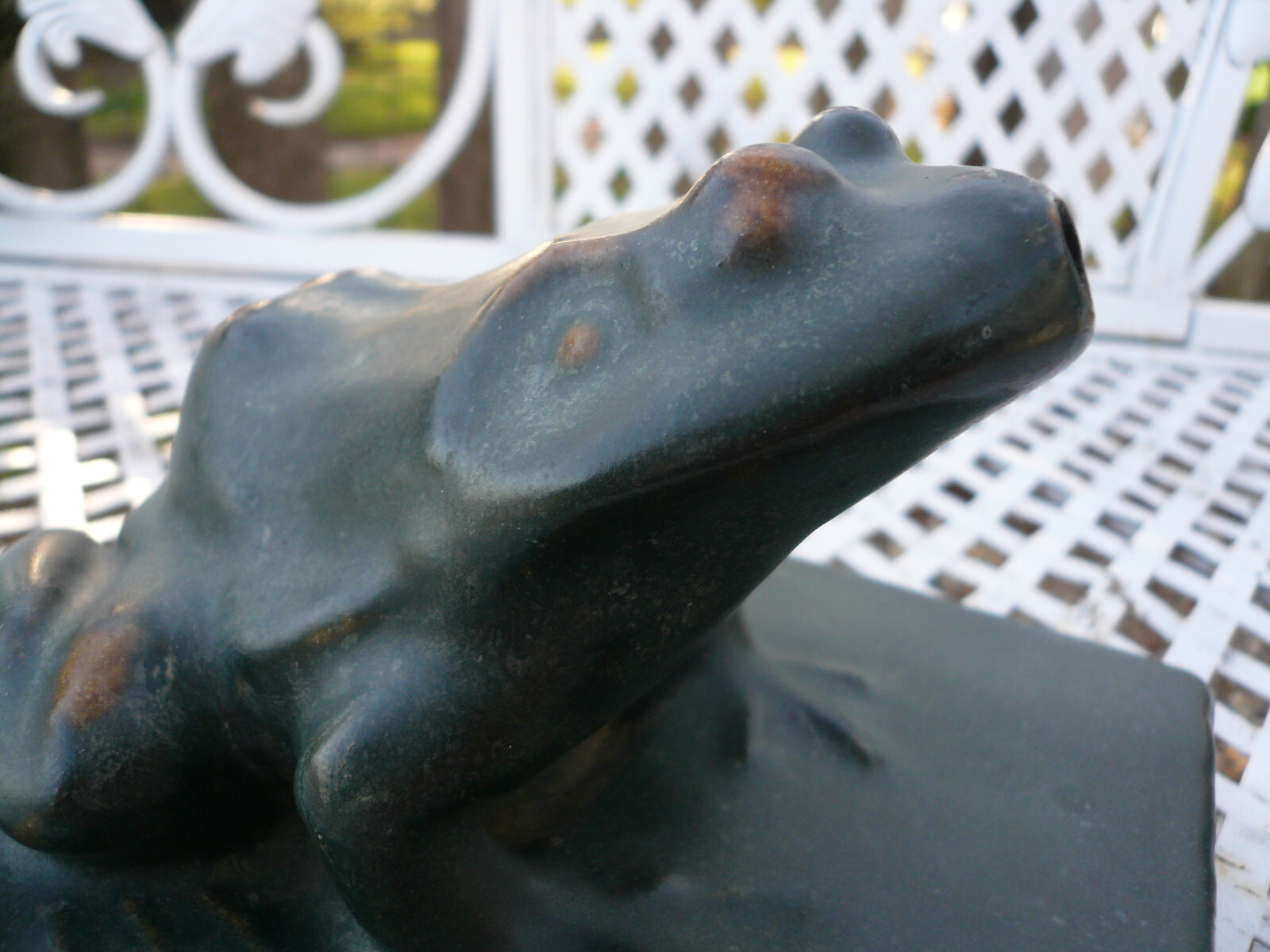 Antique Terra Cotta Garden Frog Fountain Topper Pottery Decor