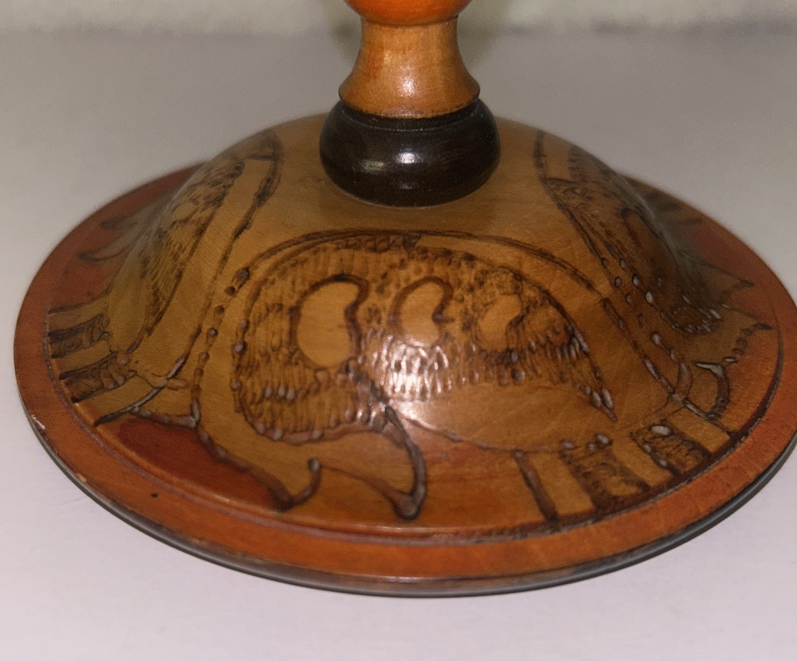 Vintage 9.5” Hat Wig Wood Stand Hand Carved Painted Austria