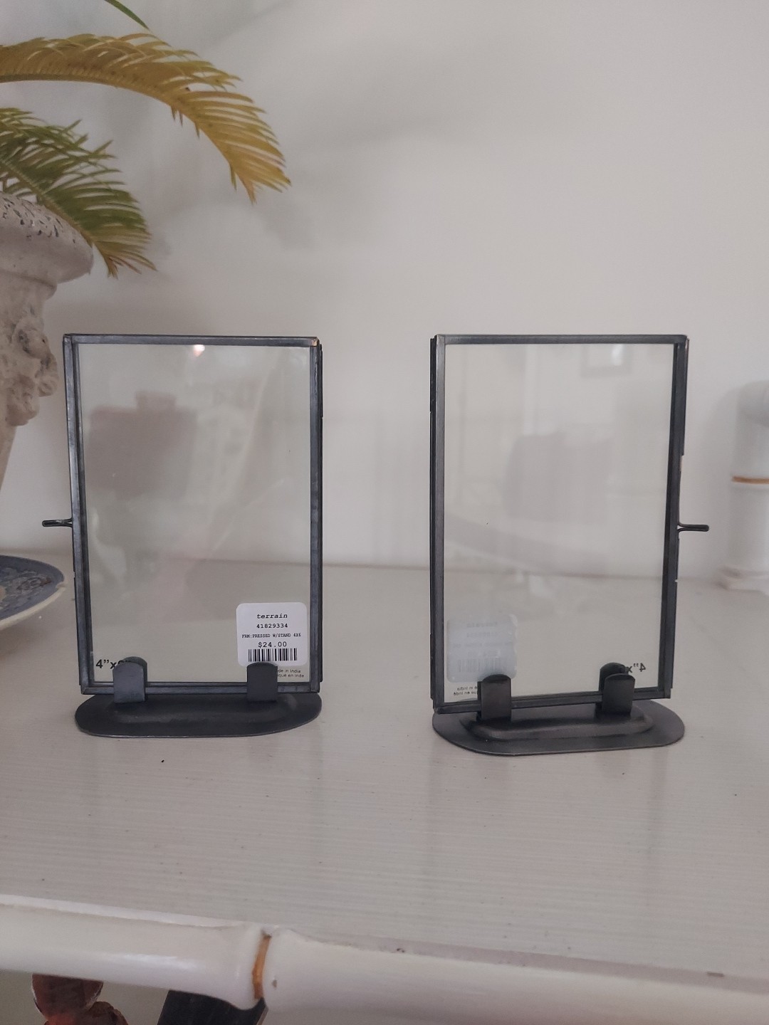 Piture Frames From Terrain 4" X 6" Metal And Glass Anthropologie Unused