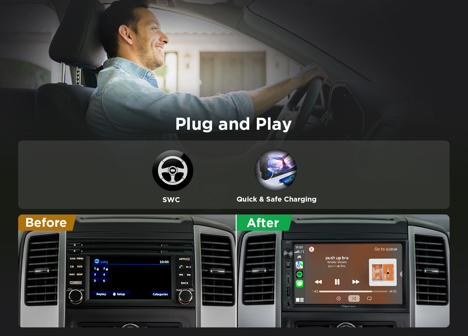 Android 13 Car Radio Stereo Bluetooth Double 2 Din 7" IPS Apple CarPlay FM Audio