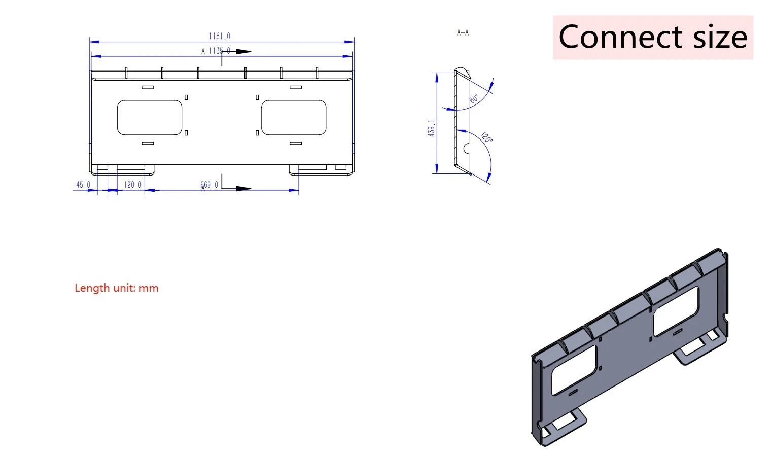 Finish Mower Attachment Fit BobCat Skid Steer 3 Blades Heavy Duty Finish Mower