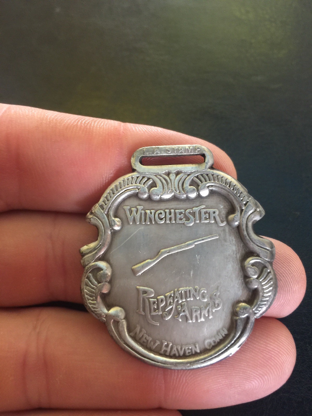 Winchester Rifles Pocket Watch Cover FOB Metal Patina Gun AR Guns Collector GIFT