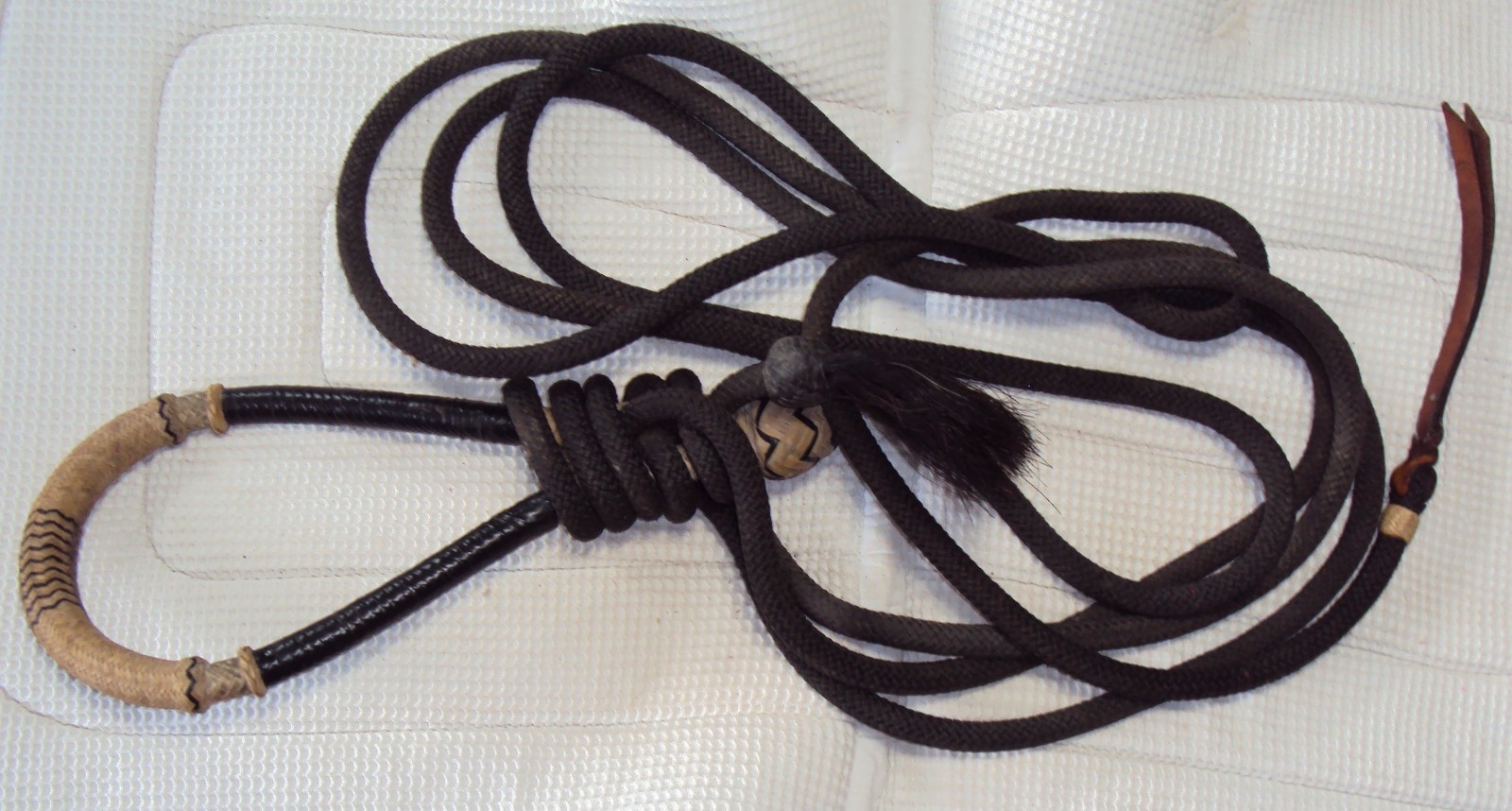 Western Rawhide Braided Bosal & Mecate Reins - Tassels - Full Size - GREAT