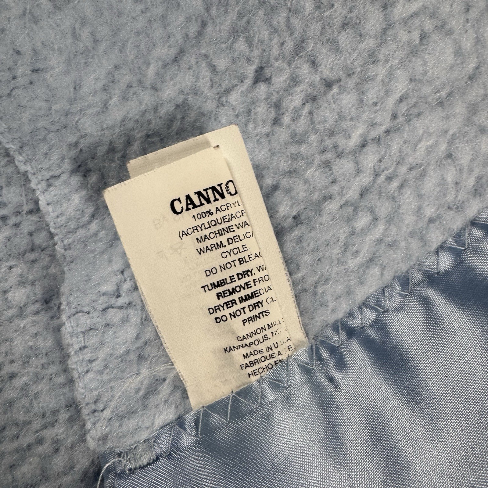 VTG Blue Blanket Thermal Waffle Weave Soft Satin Trim Cannon Mills Co 72x82