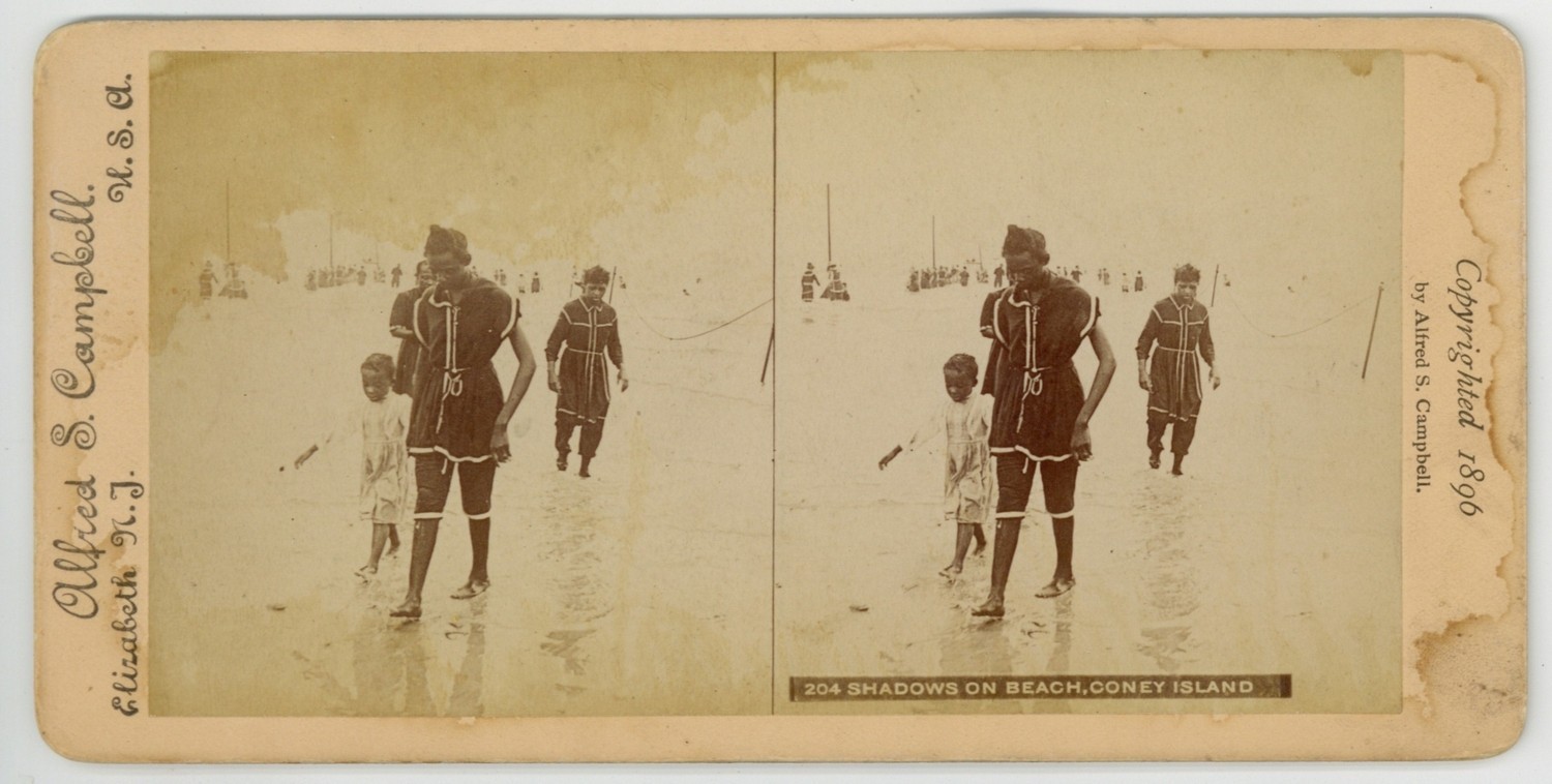 African American Stereoview 1896 Coney Island Beach Outing Photo Fair Exhibition
