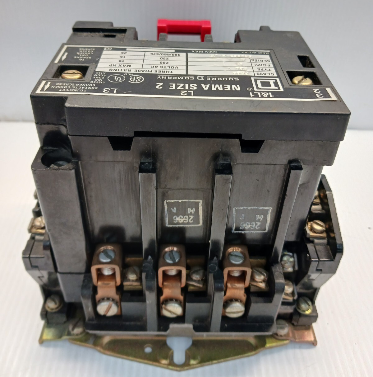 SQUARE D SIZE 2 MOTOR STARTER 8536 SD01 COIL 120V 25 HP 45 AMP