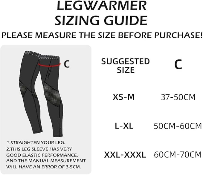 ROCKBROS Cycling Leg Warmers Thermal Long Leg Sleeves for Men Women Legwarmer