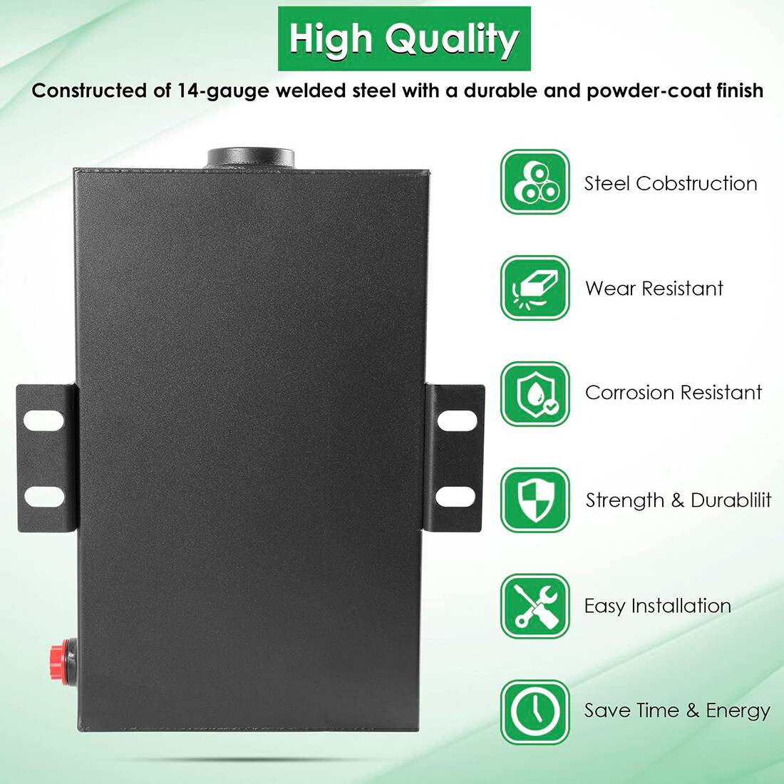 5 Gallon 14 Gauge Steel Hydraulic Fluid Reservoir Tank 1.5" Inlet 0.75" Outlet