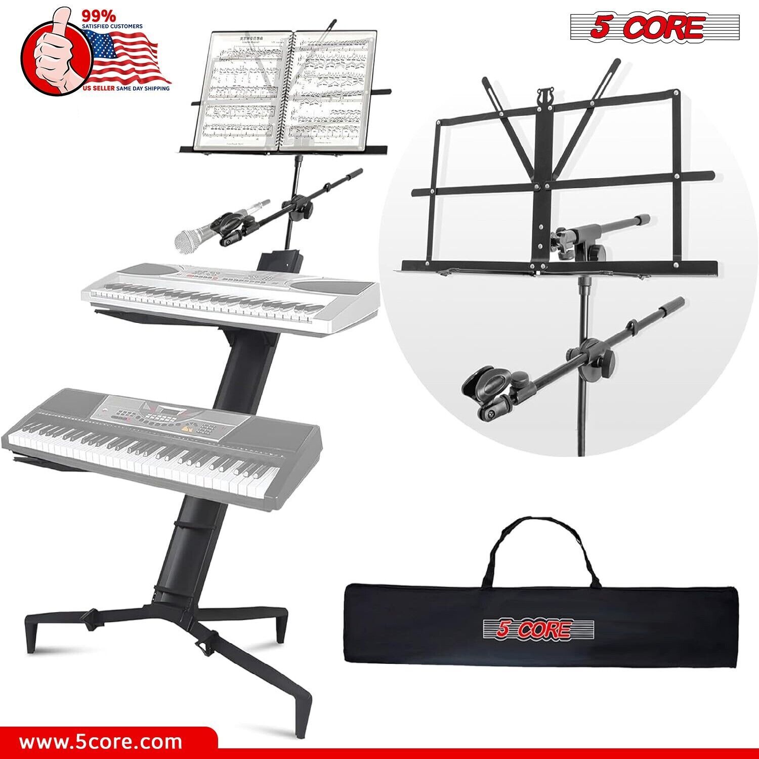 5Core Keyboard Stand 2 Tier Classic Adjustable Electric Piano Sturdy Holder