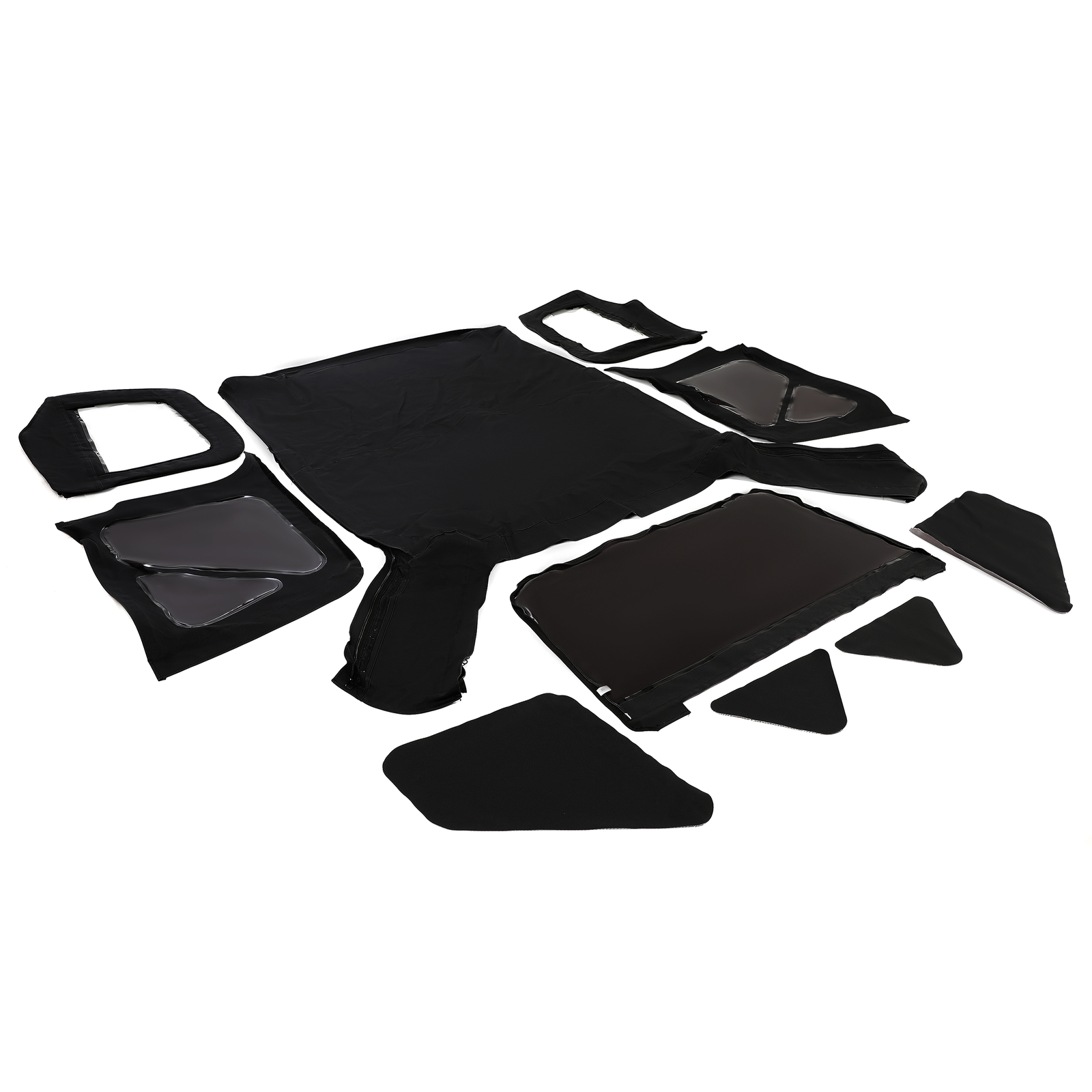 Front Rear Soft Top + Upper Skins Diamond Black For 97-06 Jeep Wrangler TJ 2 Dr