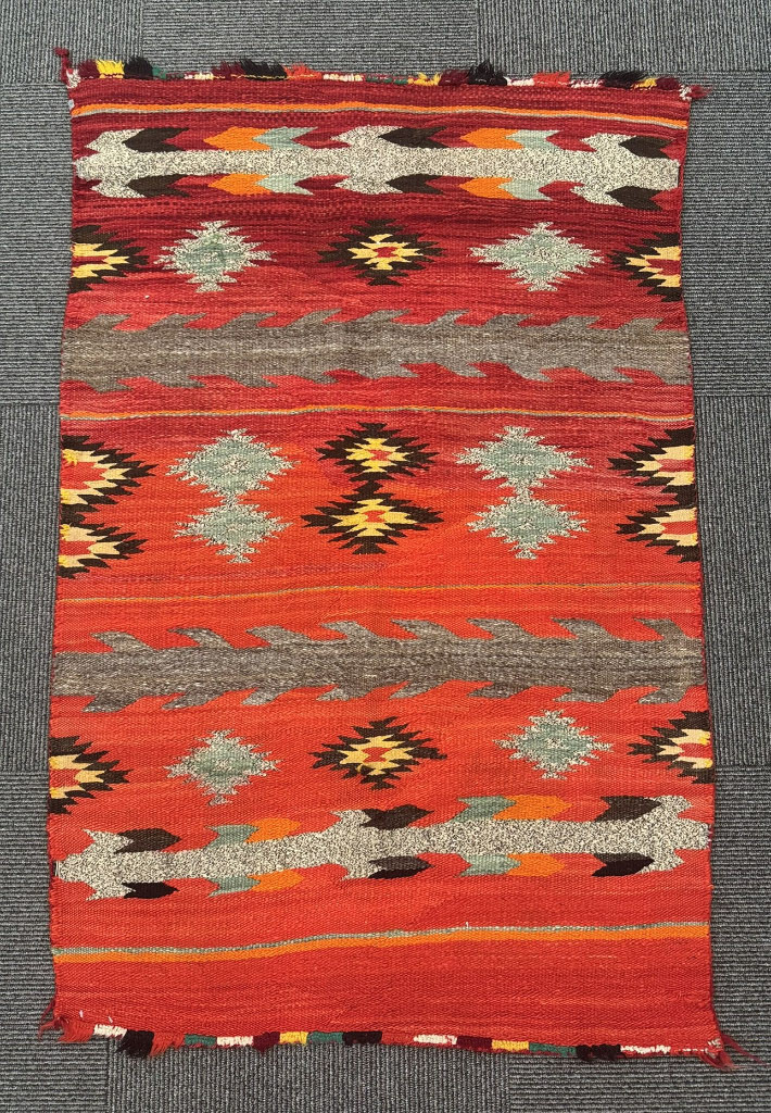 Navajo Double Saddle Blanket Handspun and Germantown   ca 1890  53" H x 35"  W