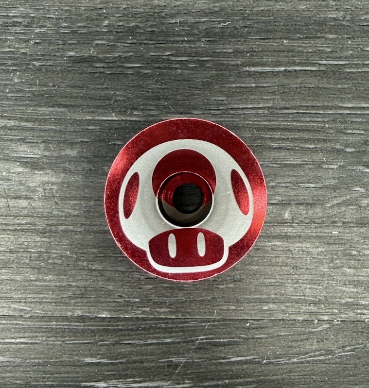 Magic Mushroom Bicycle Headset Top Cap 1 1/8" Red Stem Mario Shroom