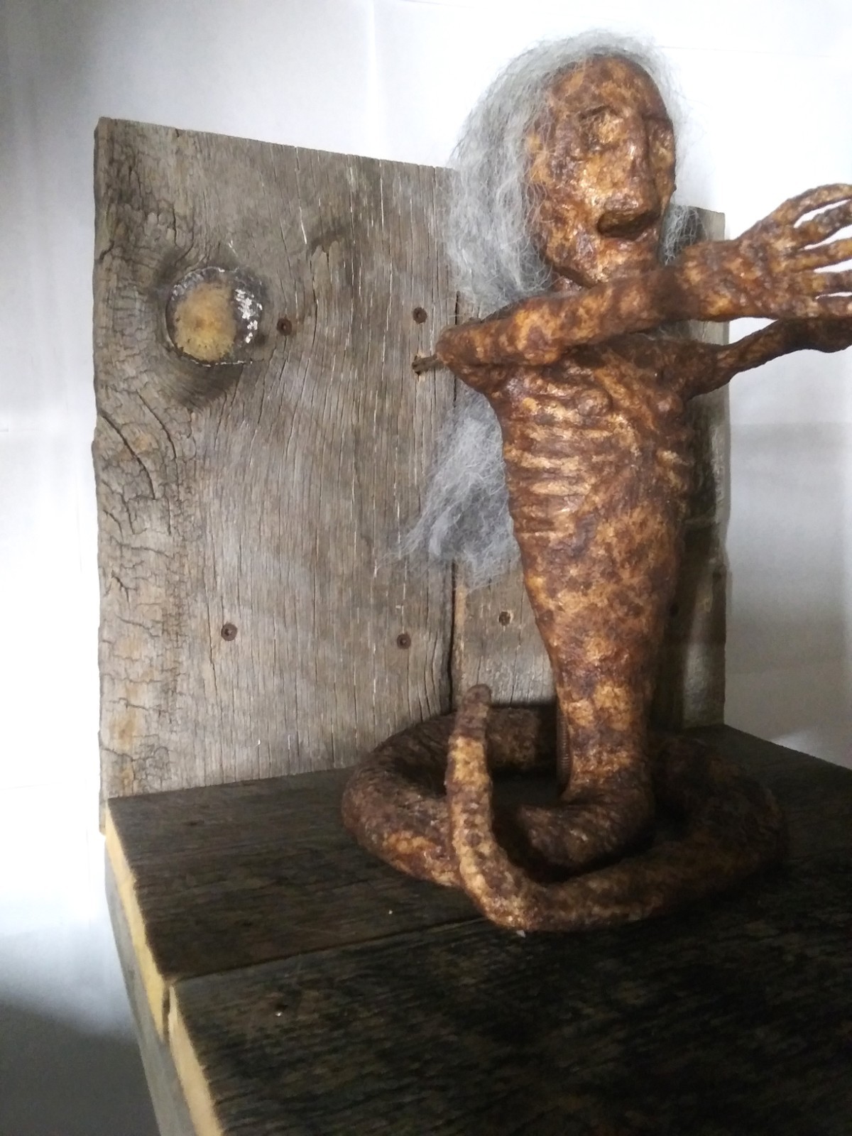 Sideshow Snake Girl Display Primitive Art Statue Very Rare Oddity MUST SEE PICS!