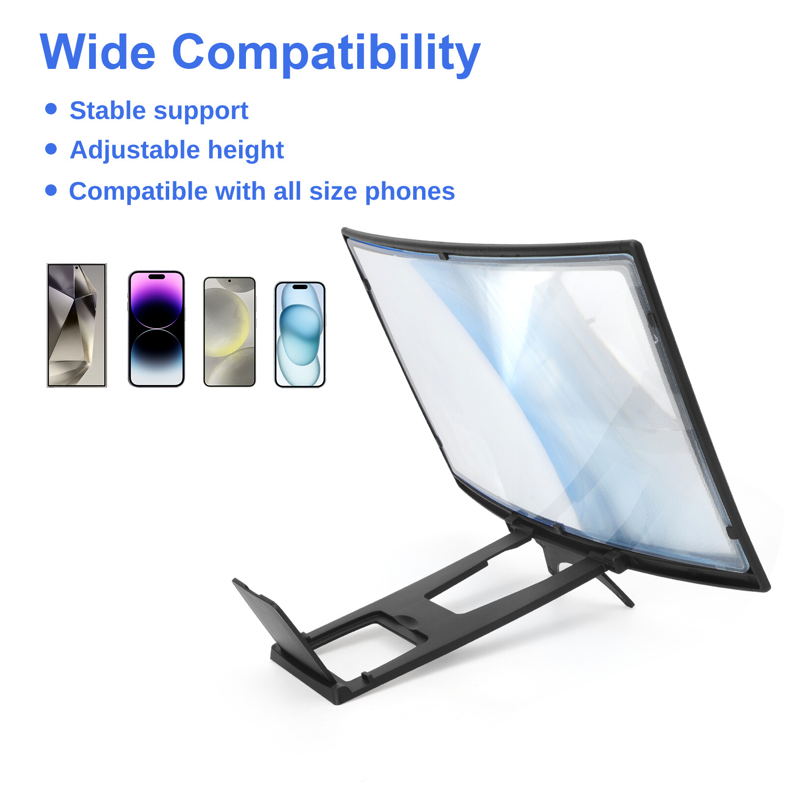 12" Curved Screen Mobile Phone Amplifier Eye Protection 3D Screen Magnifier