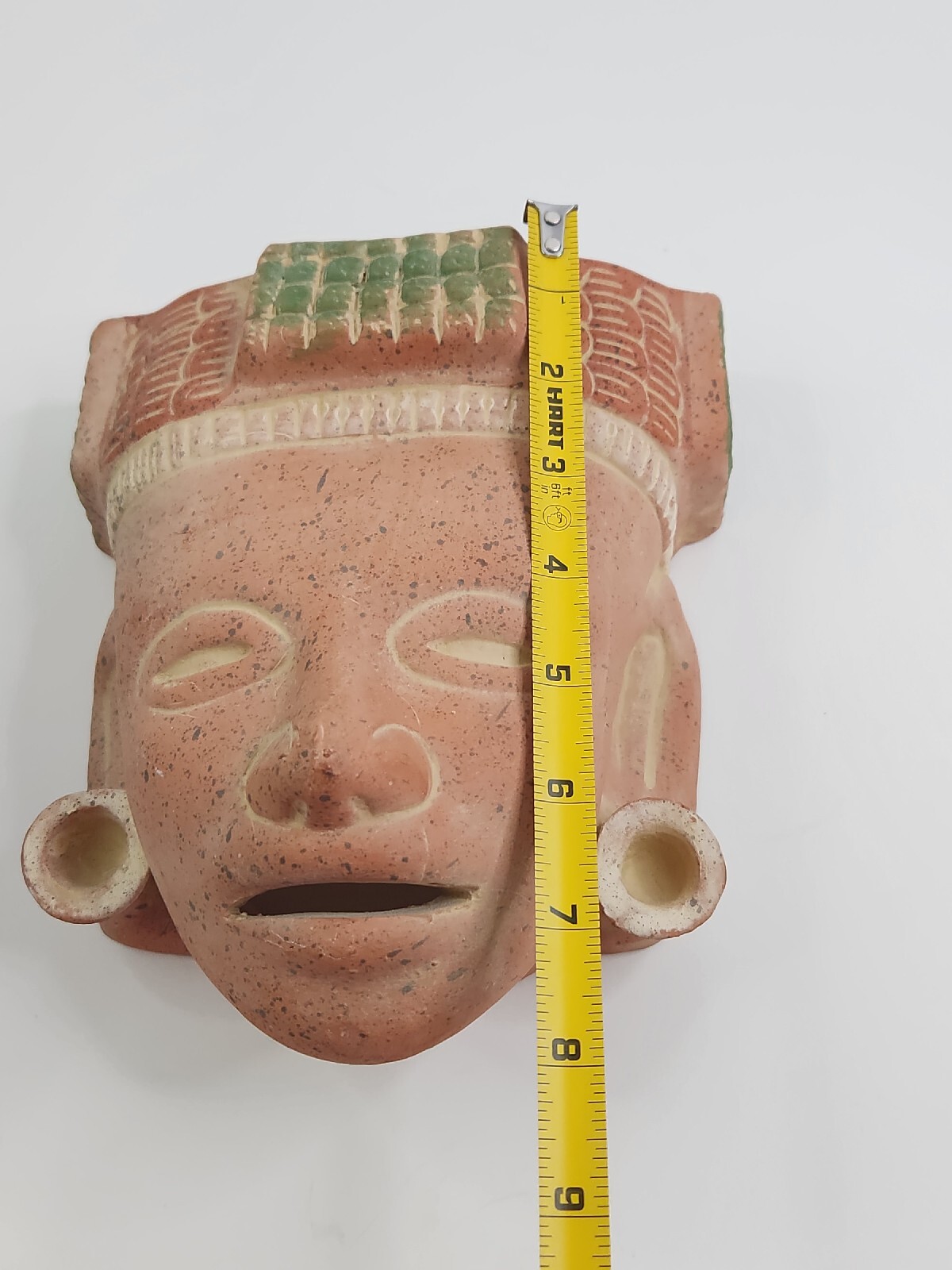 Vintage Mexican Mask Terra Cotta Red Clay Tribal Mask Wall Decor Mexico