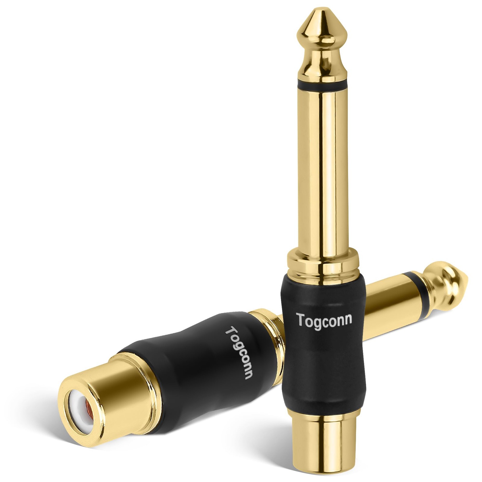 Togconn RCA to 1/4 Inch Adapter 2 2 Pack, (Female) 6.35mm TS (Male)