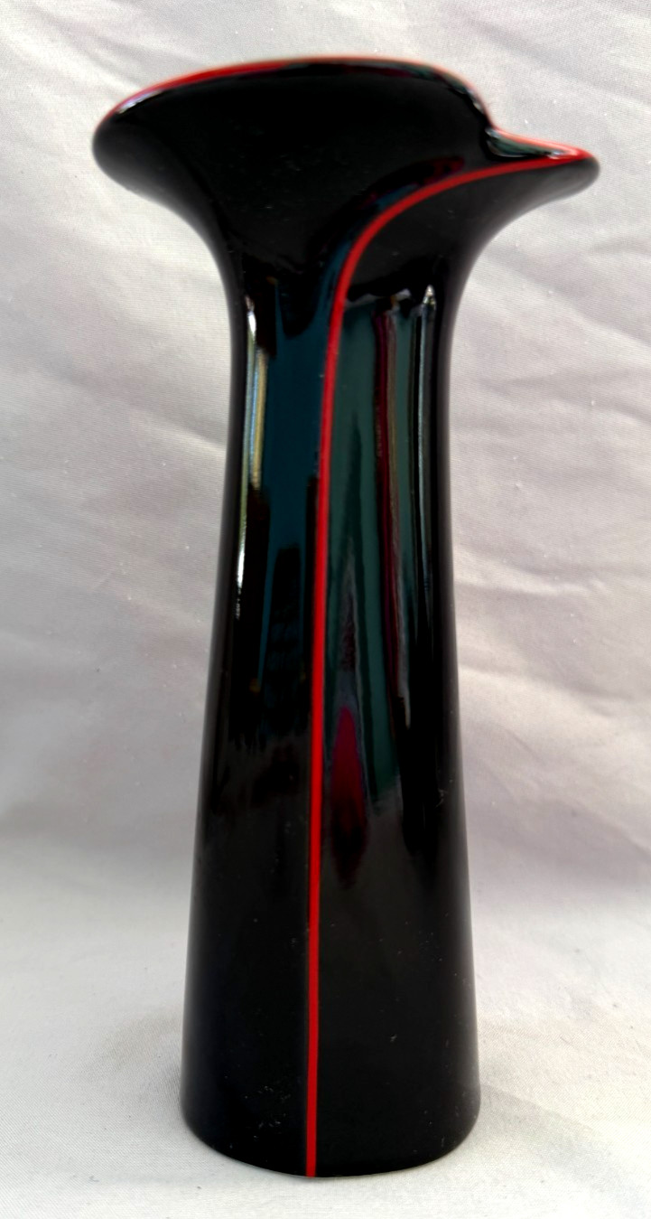 Japanese Black with Red Stripe Bud Vase Yamaji