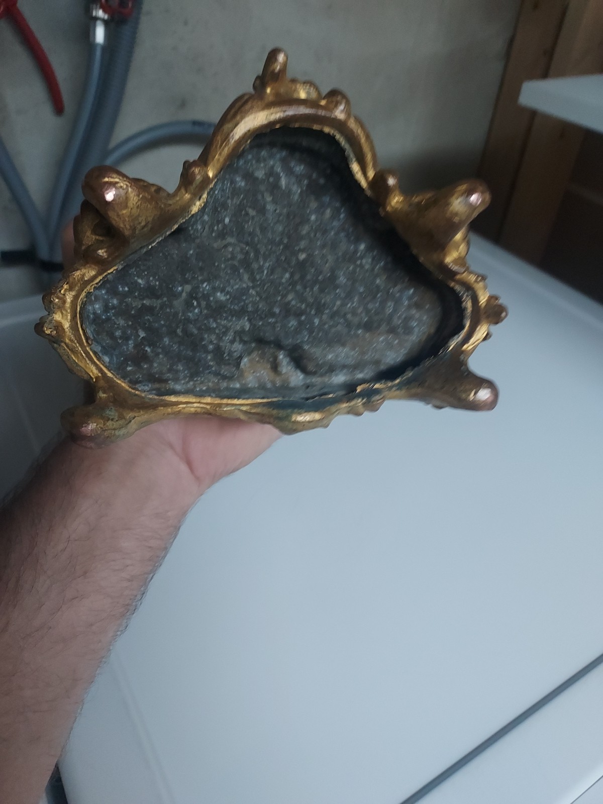 Antique Art Nouveau 15" Gilt Clock With New Battery Powered Quartz Insert NICE!