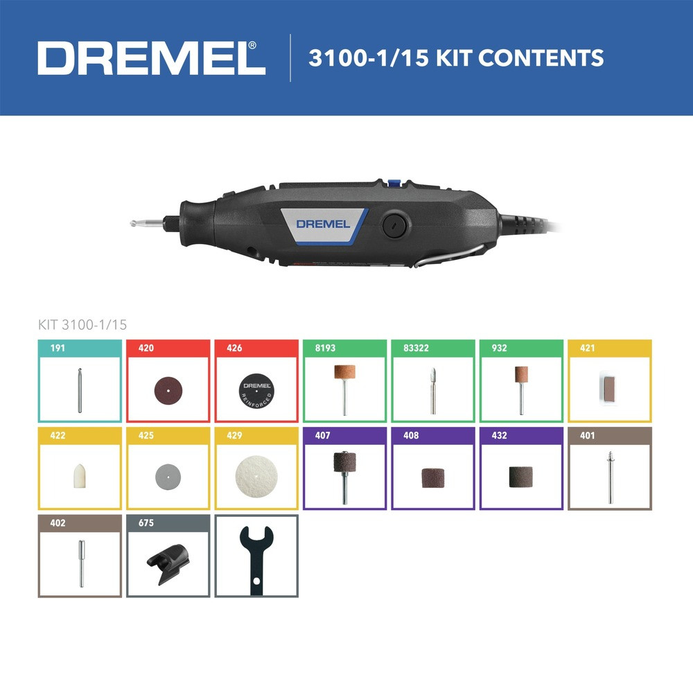 Dremel 3100-DR-RT 1.2A Variable Speed Corded Rotary Tool Certified Refurbished