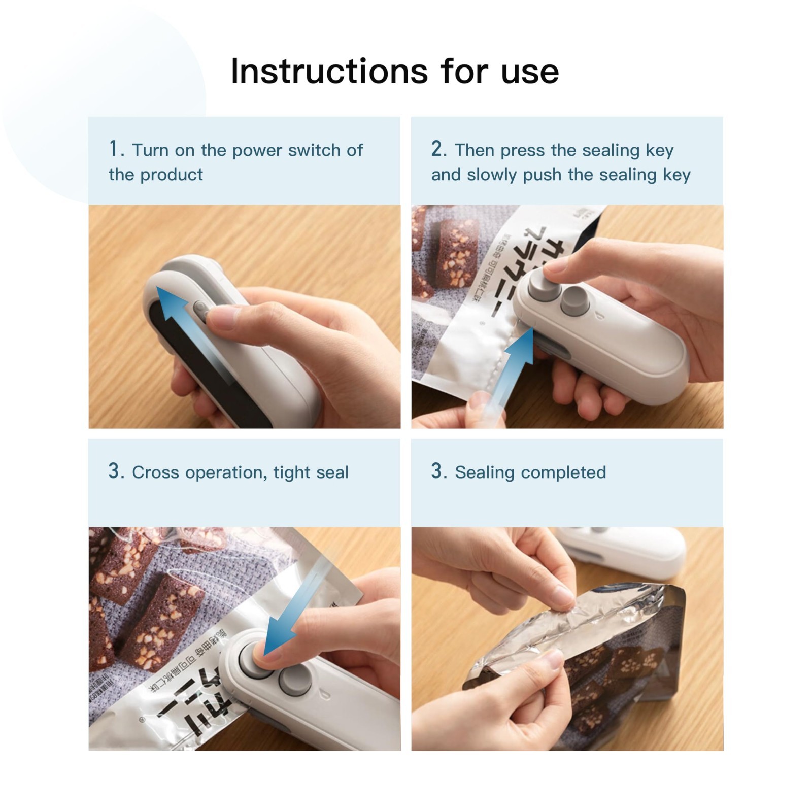 Mini 2-in-1 Snack Heat Sealer, Cutting Portable Food Sealer for Snack Sealing