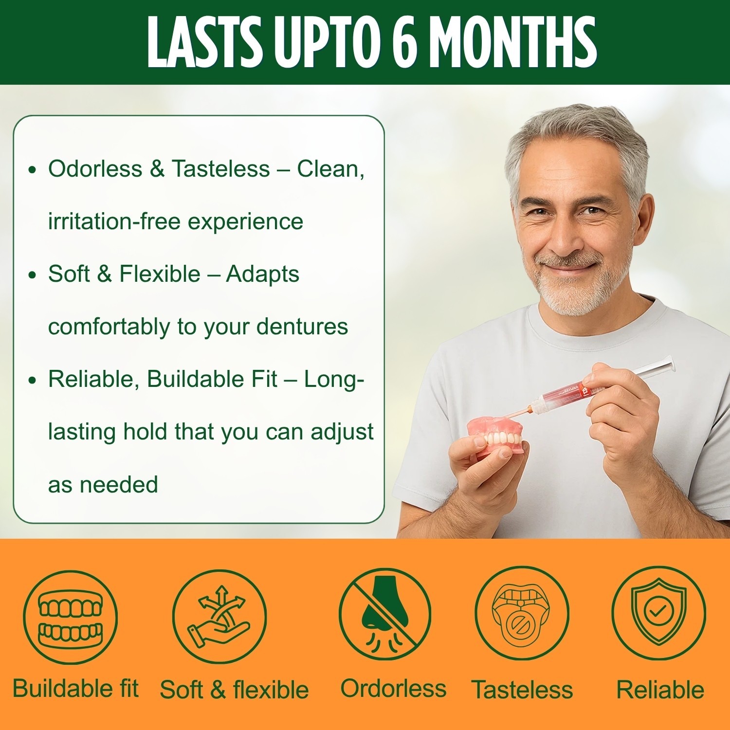 E&E Upper & Lower Denture Reline Kit – Long-Lasting Soft Silicone Reliner