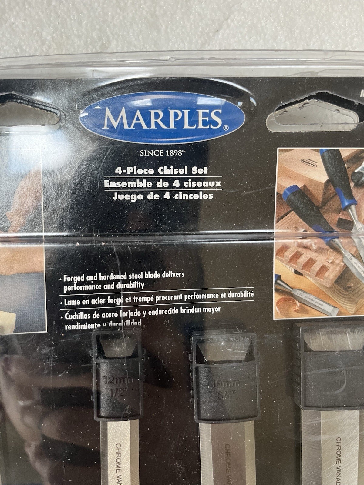 Marples 4 Piece Chisel Set 1/4” 1/2” 3/4” 1” House Tools ONE IS USED