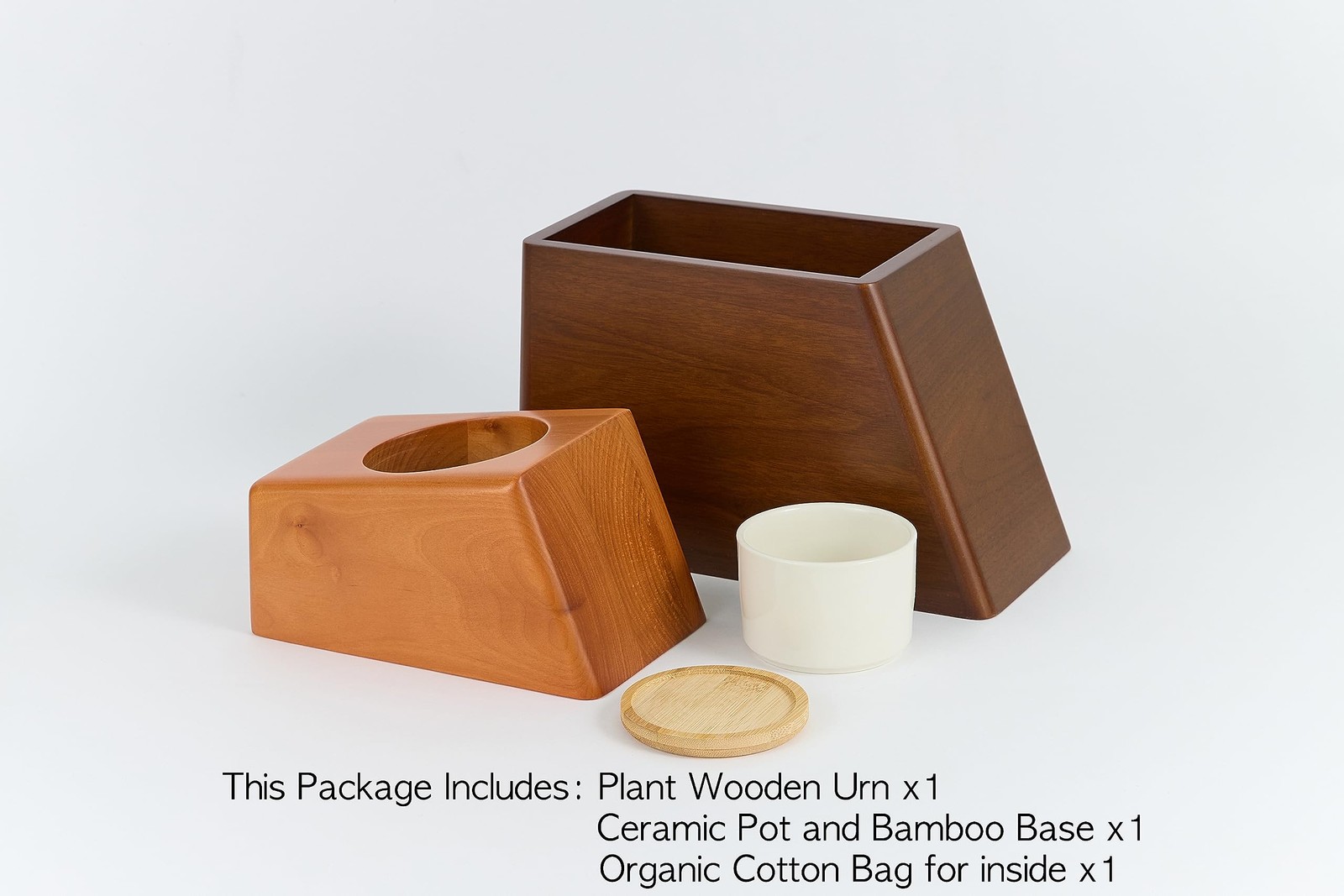 AspenStudio Plant Urn for Adult Human Ashes Cremation Wooden Standard, Wood