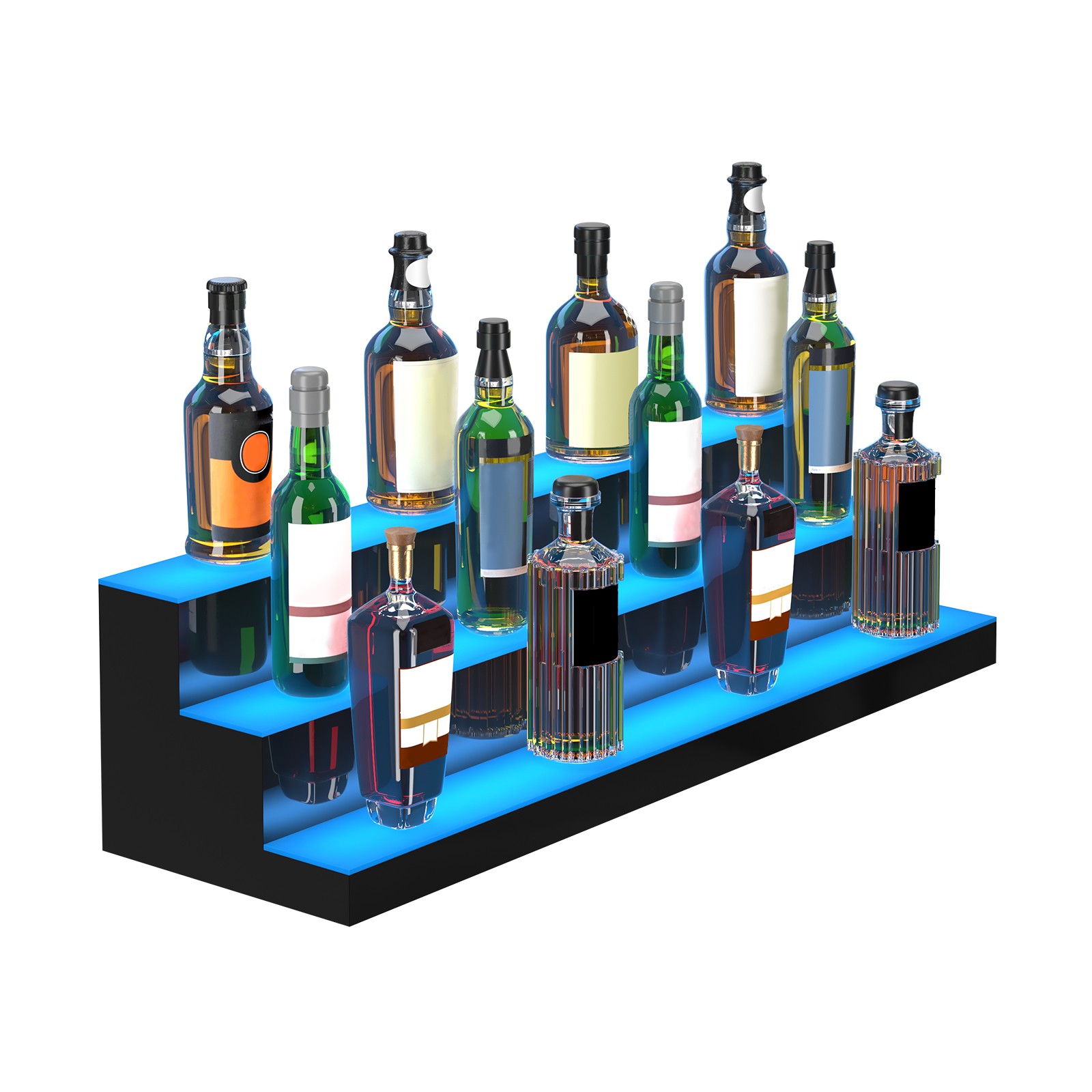 Uimoso LED Lighted Liquor Bottle Display Bar Shelf RF & App Control 40" 3-Step