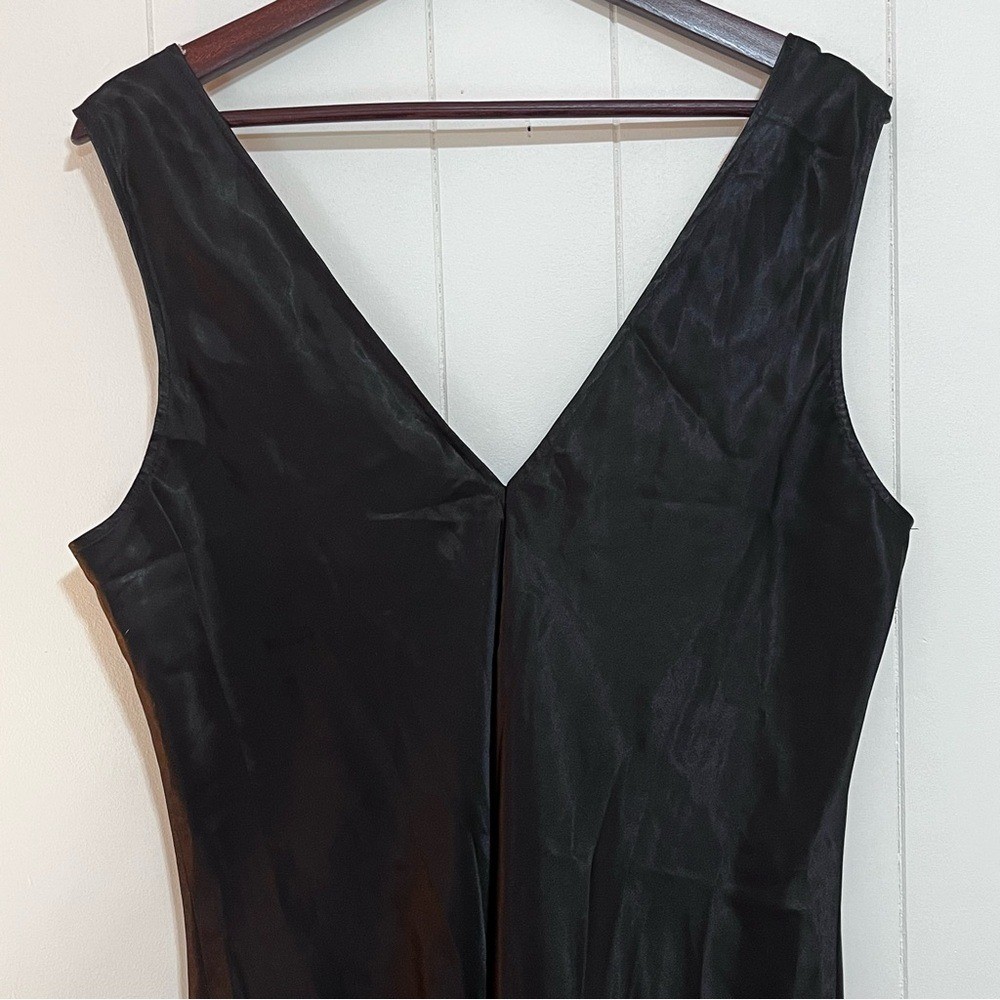 Whispers Lace Trim Slip Dress Black Lingerie Nightgown L/XL Feminine Romantic