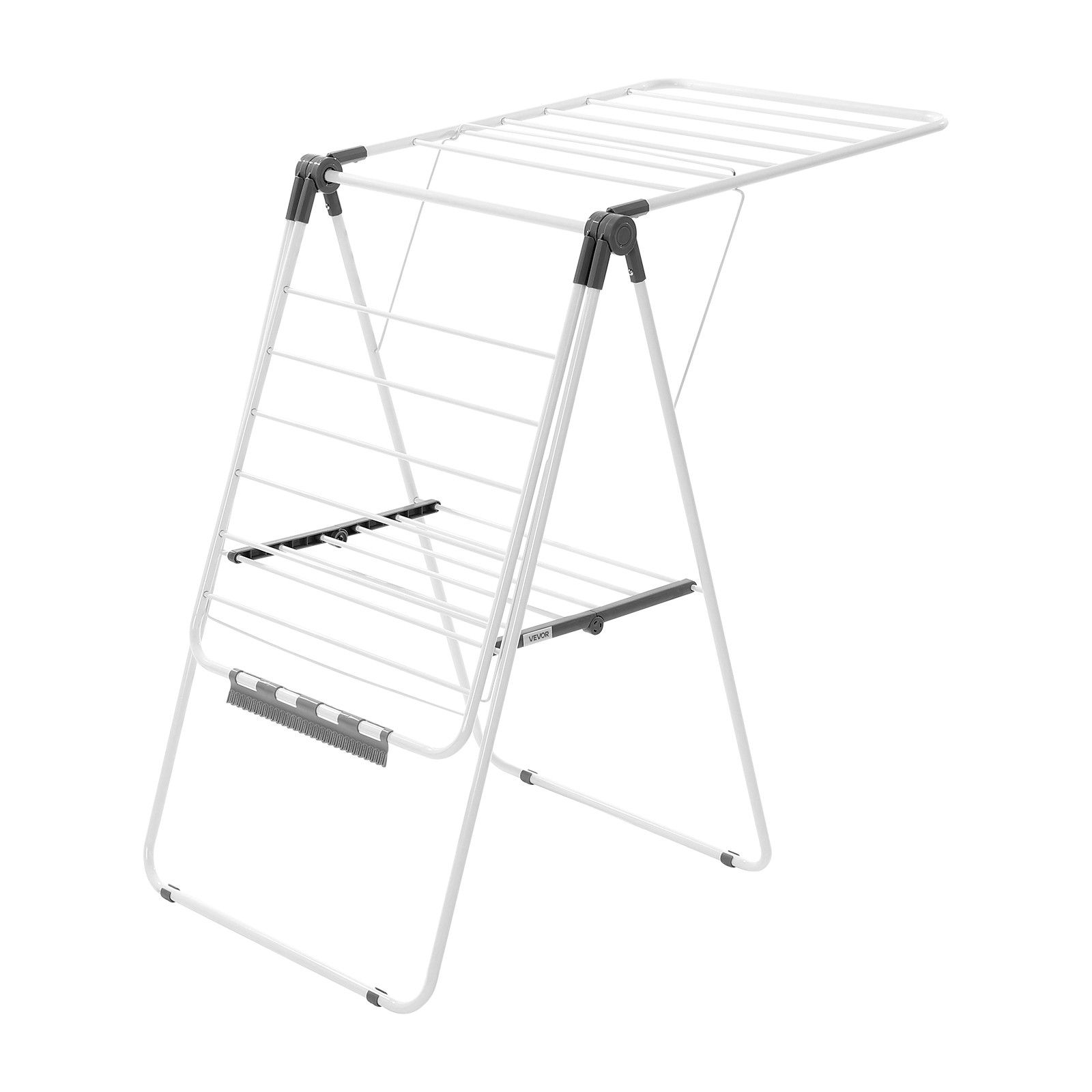VEVOR 2-Tier Foldable Clothes Drying Rack with Sock Clips & 21 Drying Rods White