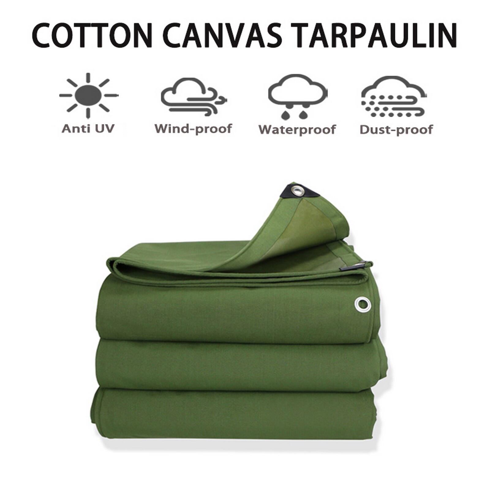 Heavy Duty Canvas Tarps Shelter w Grommet Tarpaulin Cover Canopy Water-Resistant