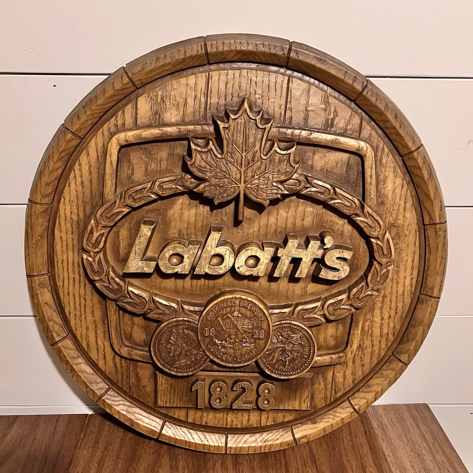 Labatt’s Beer Barrel Wall Sign 19” Vintage 3D Canadian Brewery Bar Decor