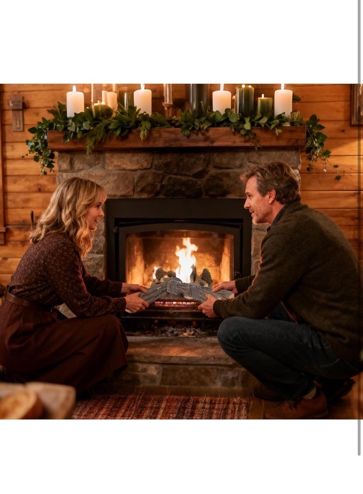 Stanbroil Large Ceramic Gas Logs, 9 Piece Set of Decoration Ceramic Wood