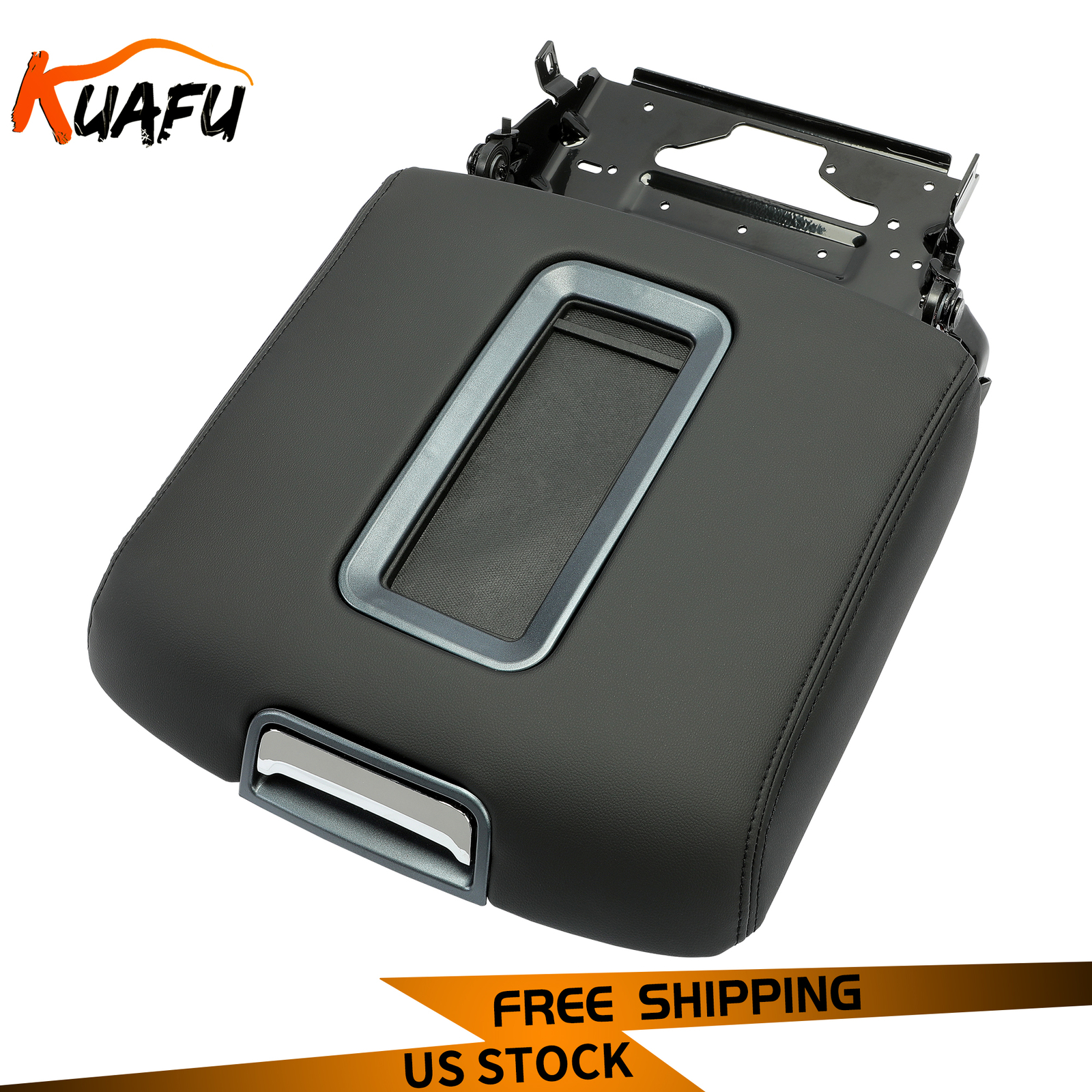 For 2015-2019 Tahoe Yukon Suburban Black Leather Center Console Armrest Lid