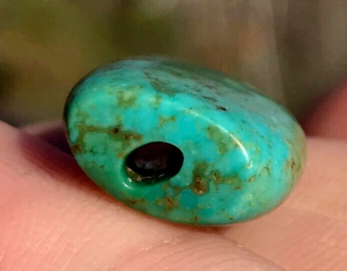 ANTIQUE RARE VERY OLD TIBETAN TURQUOISE BEAD - BEAUTIFUL WORN PATINA!