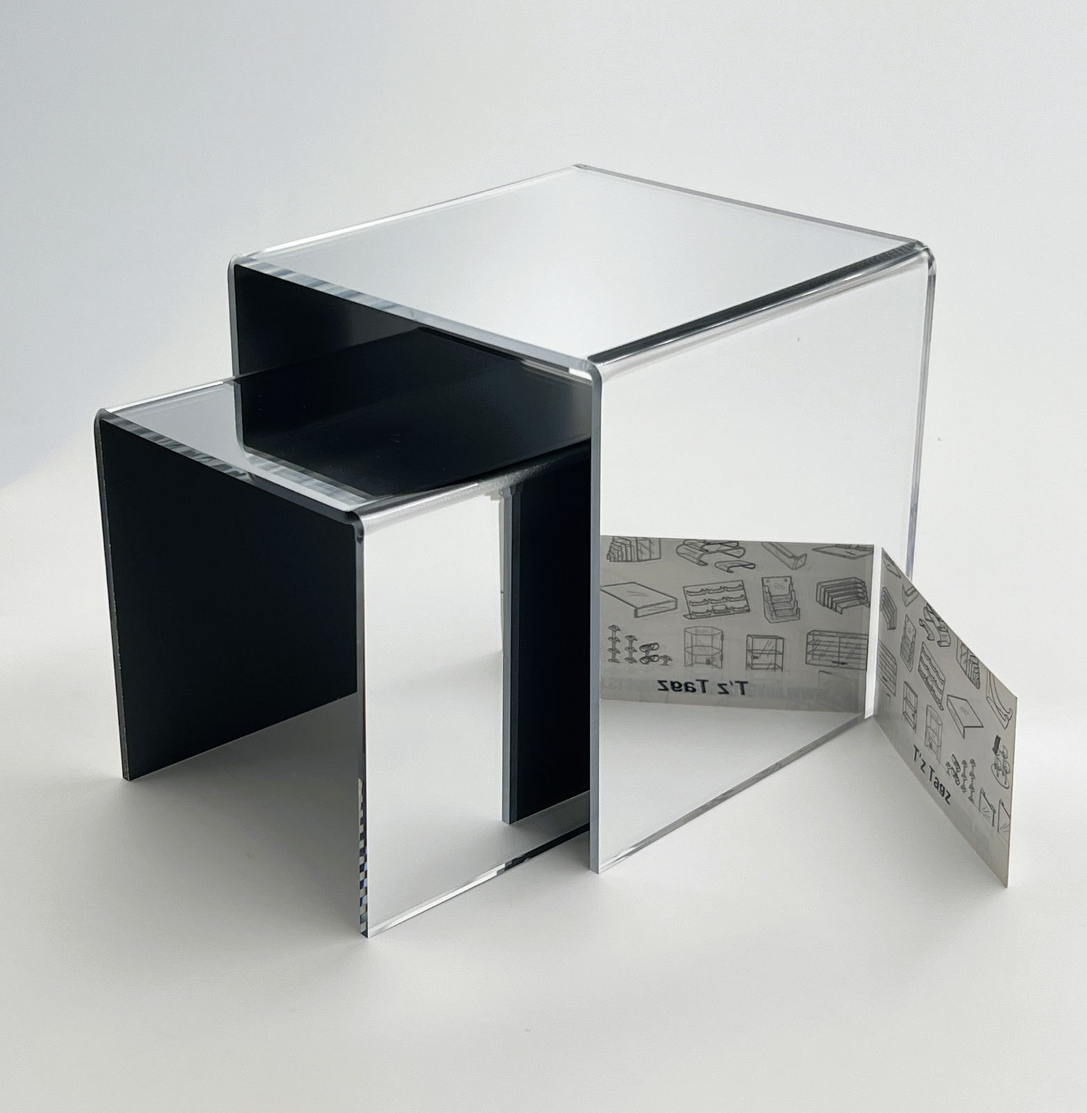 T'z Tagz Any 6-Inch-Deep Mirror Acrylic Riser Display Stands 2 Pack