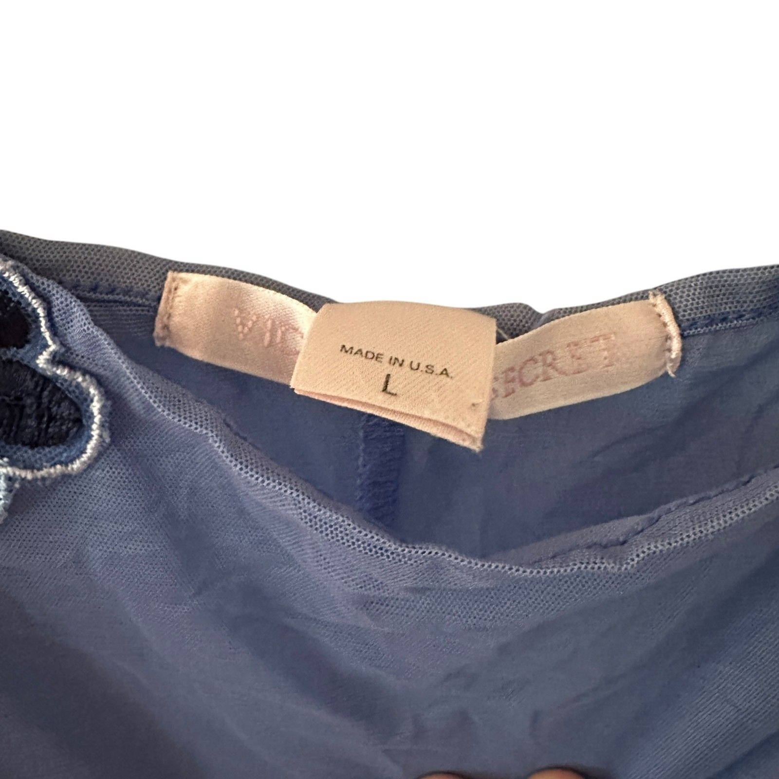 Victoria's Secret Blue Floral Embroidered Sheer Short Nightgown Size L