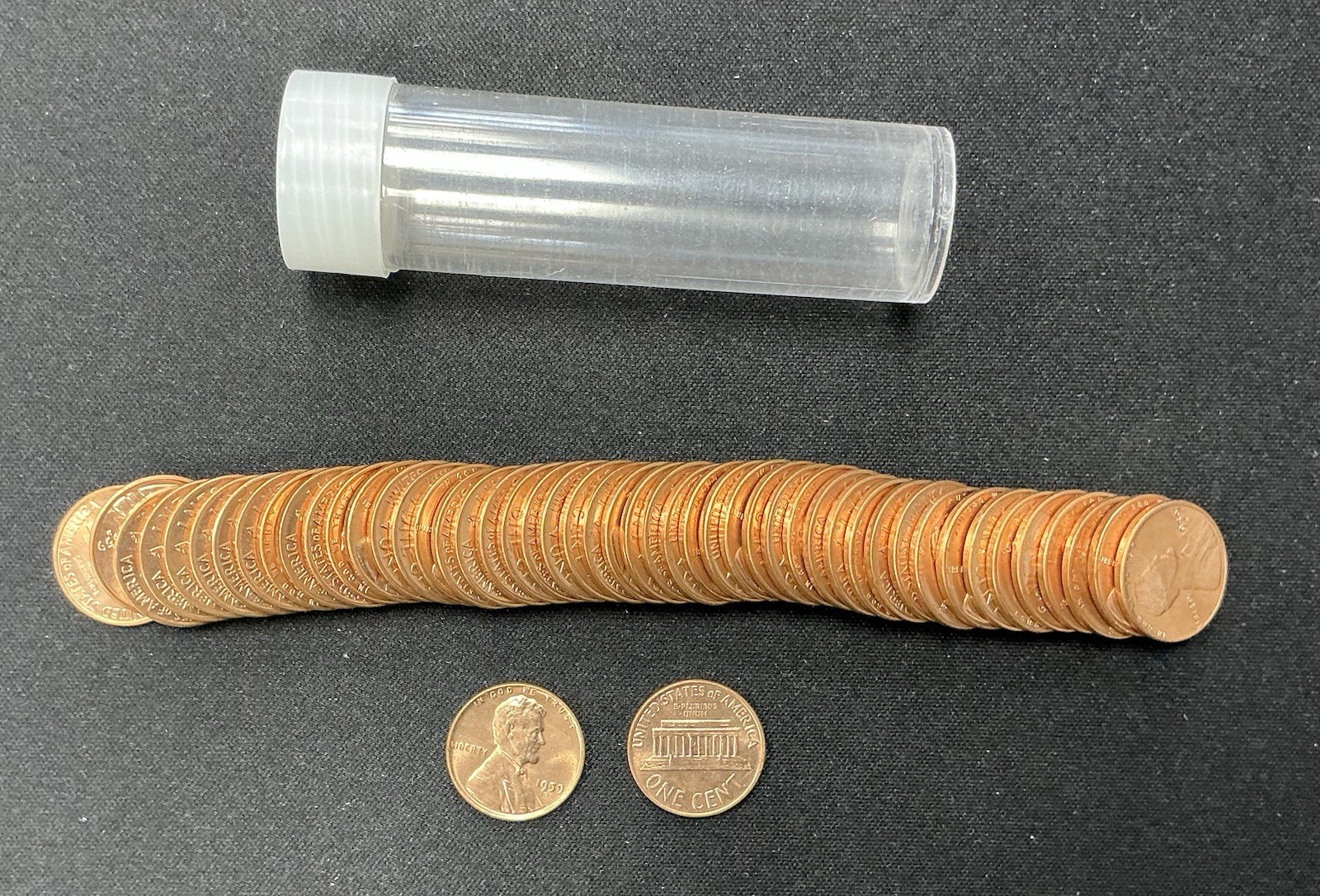 1959-D Lincoln Cent Roll ~ Uncirculated Full Red