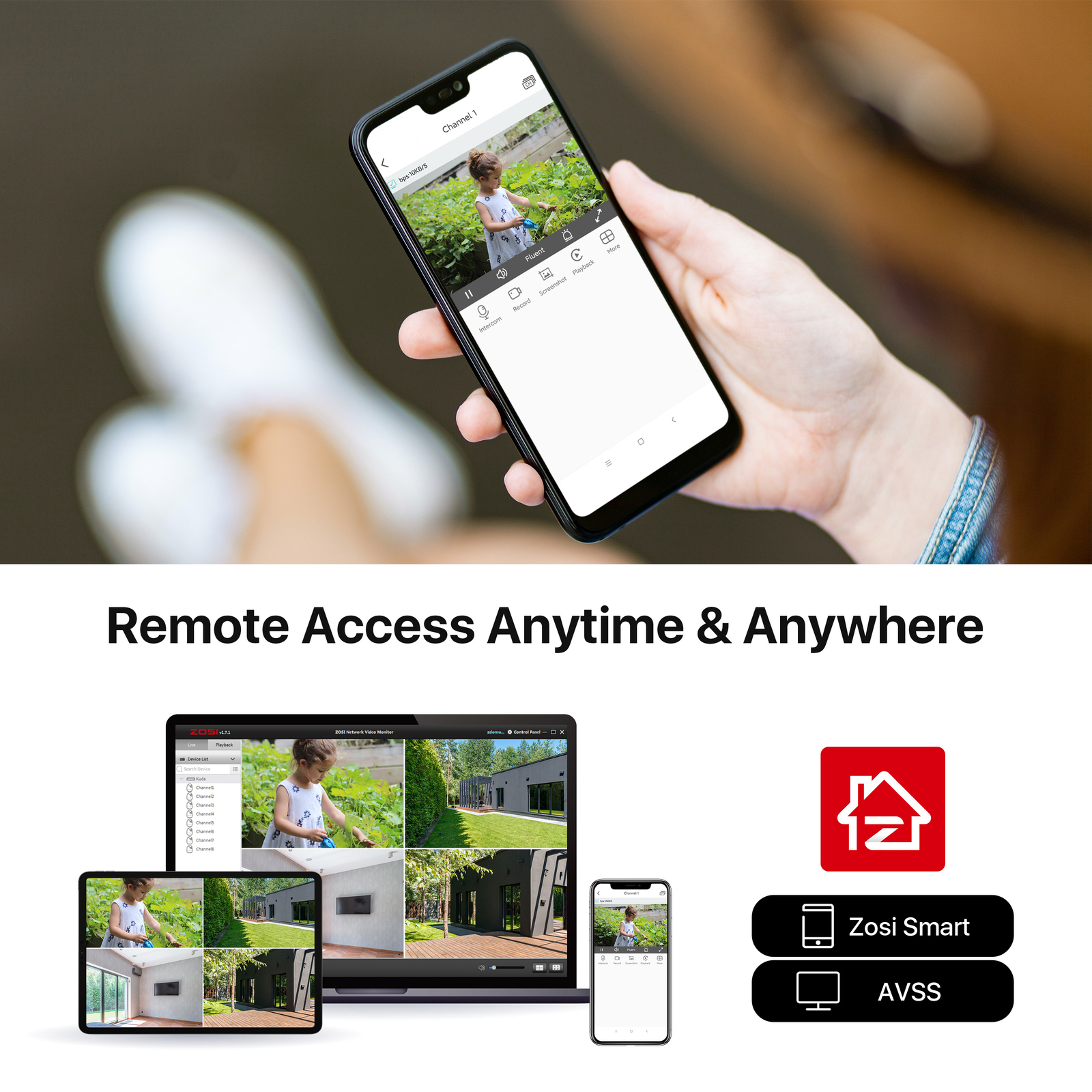 ZOSI 8CH 1080P Outdoor Security Camera System 5MP Lite Surveillance CCTV DVR Kit